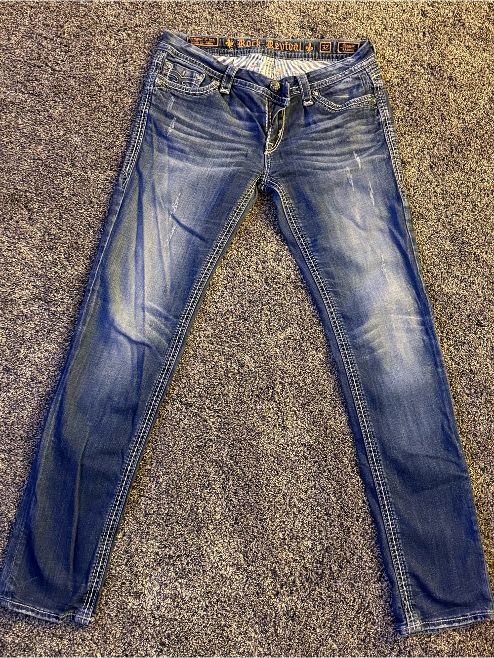 Rock Revival Women's Blue Skinny Jeans with Faded Wash